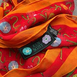 Karen Scott Red and Orange Swirling Scarf